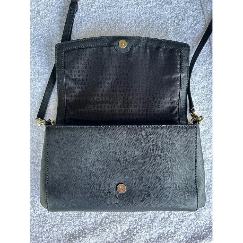 Kate Spade Laurel Way Greer Black Bag Designer Saffiano Leather Crossbody Clutch